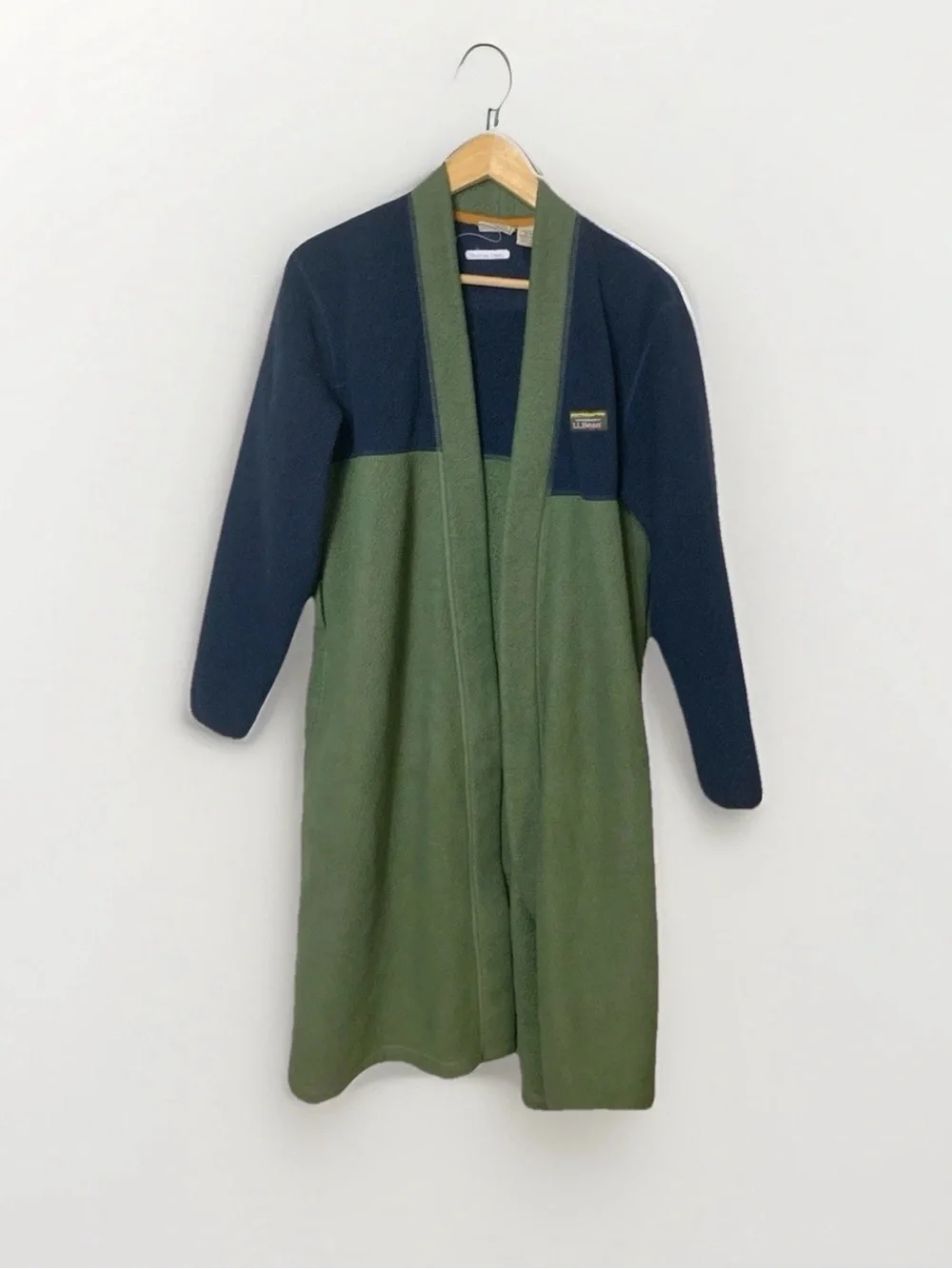 Vintage LL Bean Colorblock Fleece Bathrobe Kimono Coat Mens SM Regular